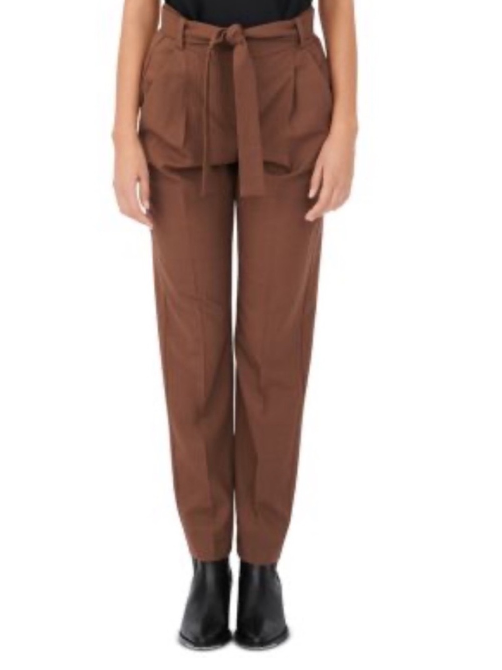 NWT maje wide leg high waisted pants tie waist barrel leg virgin wool